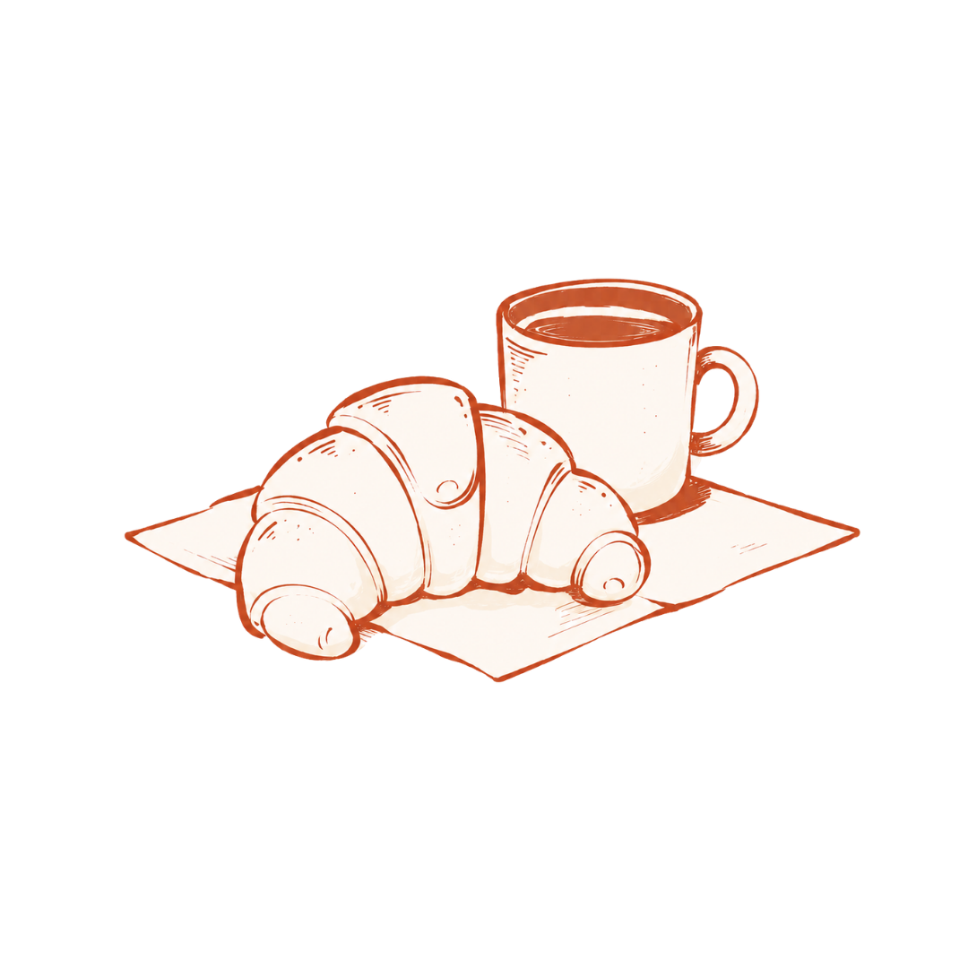 Croissant and coffee illustration